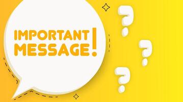 Important message banner. Speech bubble with Important message text. 2d illustration. Pop art style. line icon for Business and Advertising. vector