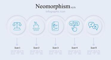 Set of voting icons. Symbols representing democratic process, elections, ballots. Participation concept. Neomorphism style. line icon for Business vector