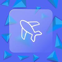 Airplane icon set. Illustrations representing airplanes in different styles and perspectives, including passenger. Planes concept. Glassmorphism style. line icon for Business vector