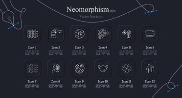 Virus protection icon set. Illustrations representing various measures and symbols related to virus protection, including face masks. Neomorphism style. line icon for Business vector