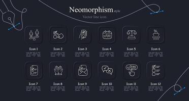 Versatile icon set for various purposes. Includes a diverse range of icons representing technology, nature, people. Neomorphism style. line icon for Business vector