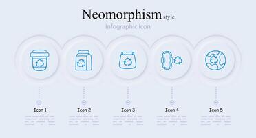 Recycling and waste management concept. Eco-friendly, sustainable, recycling bins, sorting, environment. Recycle concept. Neomorphism style. line icon for Business vector