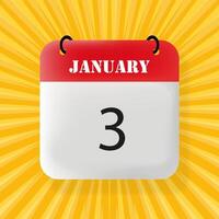 January 3. Speech bubble with January 3 text. 3d illustration. Pop art style. line icon for Business and Advertising vector