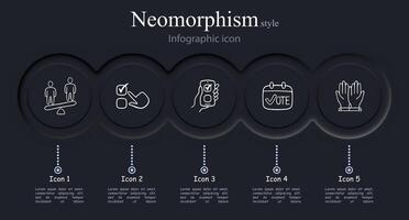 Set of voting icons. Symbols representing democratic process, elections, ballots. Participation concept. Neomorphism style. line icon for Business vector