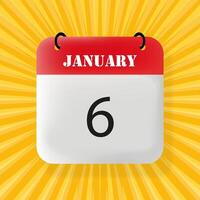 January 6. Speech bubble with January 6 text. 3d illustration. Pop art style. line icon for Business and Advertising vector
