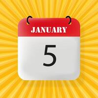 January 5. Speech bubble with January 5 text. 3d illustration. Pop art style. line icon for Business and Advertising vector