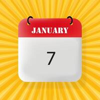 January 7. Speech bubble with January 7 text. 3d illustration. Pop art style. line icon for Business and Advertising vector