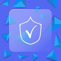 Icon of verification. Checkmark, authentication, validation, approved, verified, security, trust. Identity concept. Glassmorphism style. line icon for Business Advertising vector
