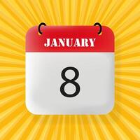 January 8. Speech bubble with January 8 text. 3d illustration. Pop art style. line icon for Business and Advertising vector