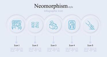 Set of icons representing debates in voting. Symbolic representation of discussions, Arguments concept. Neomorphism style. line icon for Business vector