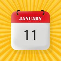 January 11. Speech bubble with January 11 text. 3d illustration. Pop art style. line icon for Business and Advertising vector
