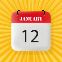 January 12. Speech bubble with January 12 text. 3d illustration. Pop art style. line icon for Business and Advertising vector