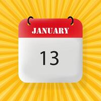 January 13. Speech bubble with January 13 text. 3d illustration. Pop art style. line icon for Business and Advertising vector