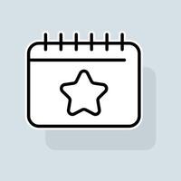 Calendar with star line icon. An important day, holiday, weekend, organization of the routine, planning for the month. Calendar concept. sticker line icon on white background vector