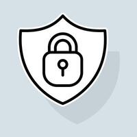 Shild with lock line icon. Key, closed, password, safety, privacy, unlock, secure, access, secret. Secure concept. sticker line icon on white background vector