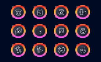 Recycling and waste management concept. Eco-friendly, sustainable, recycling bins, sorting, environment. Recycle concept. Neomorphism style. line icon for Business vector