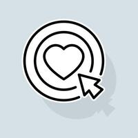 Circle with heart line icon. Dating site, phone, networking, swipe, like, dislike, dating, sms. Feedback concept. sticker line icon on white background vector