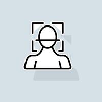 Face scan line icon. Phone lock, security, biometric data, personal data protection, front camera, tracking. Security concept. sticker line icon on white background vector