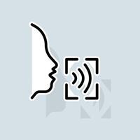 Voice scan line icon. Phone lock, security, biometric data, personal data protection, front camera, tracking. Security concept. sticker line icon on white background vector