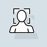 Face ID line icon. Phone lock, security, biometric data, personal data protection, front camera, tracking. Security concept. sticker line icon on white background vector