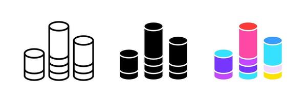 Bar charts. Diagrams, statistics, statistical data, analytics, analysis, graph, presentation, visual aid. set icon in line, black and colorful styles isolated on white background vector