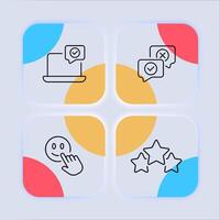 Feedback icon set. Response, stars, rate the service, comment, response, complaint, good, bad, reaction. Feedback concept. Neomorphism style. line icon for business vector