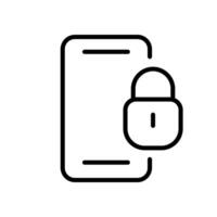 Phone with lock line icon. Call, communication, smartphone, security, protection, safety, security service. Security concept. line icon on white background vector
