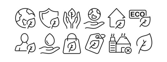 Leaves icon set. Tree, greenery, leaf fall, forest, leaf, chlorophyll, greenpeace, nature conservation. Nature concept. line icon on white background vector