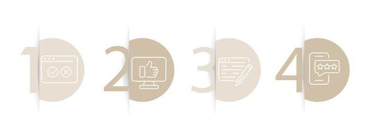 Feedback icon set. Like, dislike, box, rate the service, clipboard with checkmark, rating, stars, clipboard with thumbs up. Feedback concept. Pastel color background. line icon for business vector