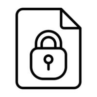 File with lock line icon. Personal data protection, password-protected files, hacking, personal information security. Security concept. line icon on white background vector