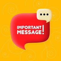 Important message banner. Speech bubble with Important message text. Business concept. 3d illustration. Spiral background. line icon for business and advertising. vector