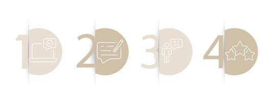 Feedback icon set. Like, dislike, box, rate the service, clipboard with checkmark, rating, stars, clipboard with thumbs up. Feedback concept. Pastel color background. line icon for business vector
