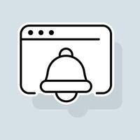 Reminder line icon. Ringtone, message, alarm, unread, phone icon, bell, alarm jingle, clock, notification, call. Sound concept. sticker line icon on white background vector