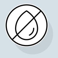 Crossed drop line icon. Water, rain, dew, tear, blood, taboo, law, veto, restriction, permission, sign, prohibition. H2O concept. Glassmorphism style. line icon for business vector