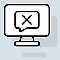 Monitor with a cross line icon. Clipboard with checkmark, like, dislike, box, rate the service, rating, stars, clipboard with thumbs up. Feedback concept. sticker line icon on white background vector