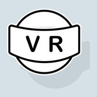 VR system line icon. Glasses, headset, virtual game, virtual reality helmet, gadgets, new generation technologies. Technologies concept. sticker line icon on white background vector