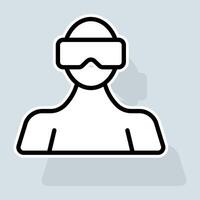 VR glasses line icon. Virtual game, virtual reality helmet, gadgets, glasses, headset, new generation technologies. Technologies concept. sticker line icon on white background vector