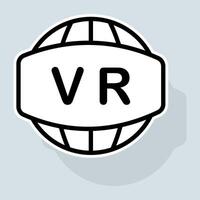 VR system line icon. Virtual game, virtual reality helmet, gadgets, new generation technologies. Technologies concept. sticker line icon on white background vector