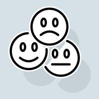 Three emoji line icon. Smile, emotion, joy, internet, message, face, laughter, mood, emotions. Emoji concept. line icon on white background vector