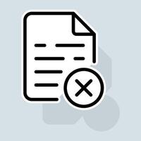 File with cross line icon. Banking protection, mail protection, personal data protection, cloud data protection, key, shield, monitor. Security concept. sticker line icon on white background vector