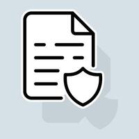 File with shild line icon. Banking protection, mail protection, personal data protection, cloud data protection, key, shield, monitor. Security concept. sticker line icon on white background vector