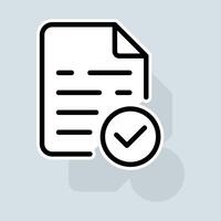 File with check mark line icon. Like, dislike, rate the service, clipboard with checkmark, rating, clipboard with thumbs up. Feedback concept. sticker line icon on white background vector