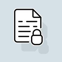 File with lock line icon. Password, protection, hacking, wifi password, internet, network protection. Security concept. sticker line icon on white background vector