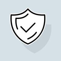 Shild with check mark line icon. Rating, clipboard with thumbs up like, dislike, rate the service, clipboard with checkmark. Feedback concept. sticker line icon on white background vector