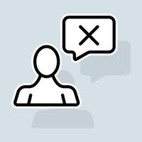 Human with a cross line icon. Clipboard with thumbs up, like, dislike, rate the service, clipboard with checkmark, rating. Feedback concept. sticker line icon on white background vector