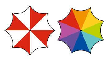 Set of multicolored umbrellas line icon. Rain, protection, weather, beach, downpour, shelter, autumn, bad weather, drops, cocktail, clouds, moisture. icon for business and advertising vector