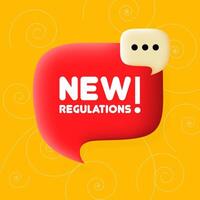 New regulations banner. Speech bubble with New regulations text. Business concept. 3d illustration. Spiral background. line icon for business vector