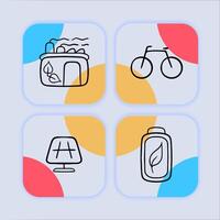 Clean and Safe Energy Icon. Renewable sources, sustainable power generation, low carbon emissions. Neomorphism style. line icon vector