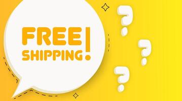 Free shipping banner. Speech bubble with Free shipping text. Business concept. 2d illustration. Pop art style. line icon for Business vector