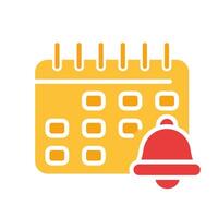 Calendar with bell line icon. Commemorative date, reminder, holiday, month, year, schedule. colored icon on a white background for business vector